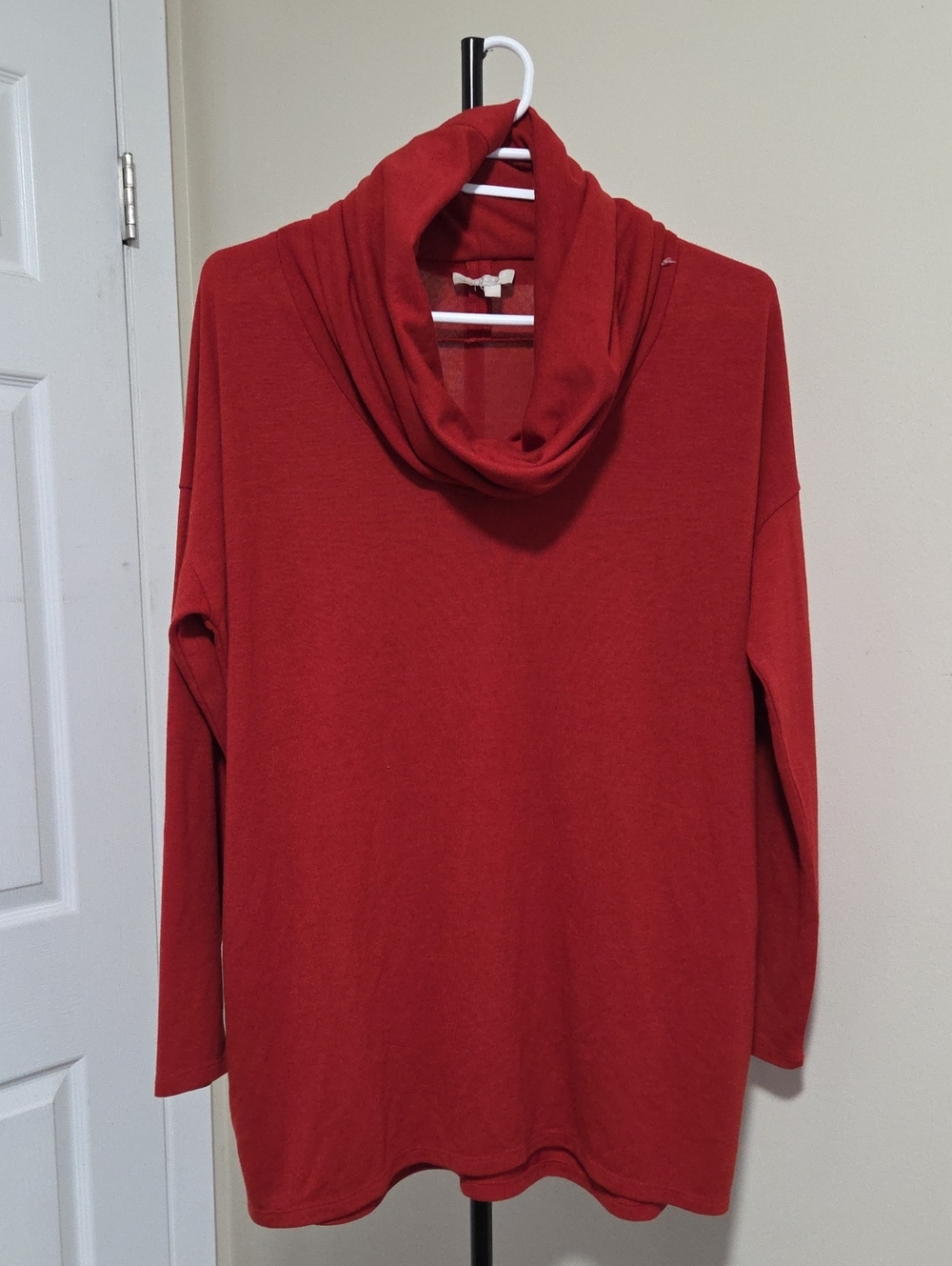 Joan Vass Brick Red Cowl Neck Sweater